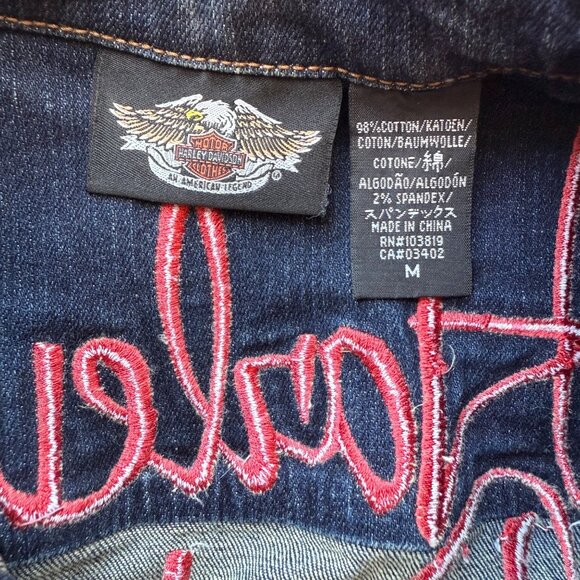 Harley-Davidson Denim Jacket Embroidered w/ Floral & Logo Design Womens Sz M - Picture 11 of 11